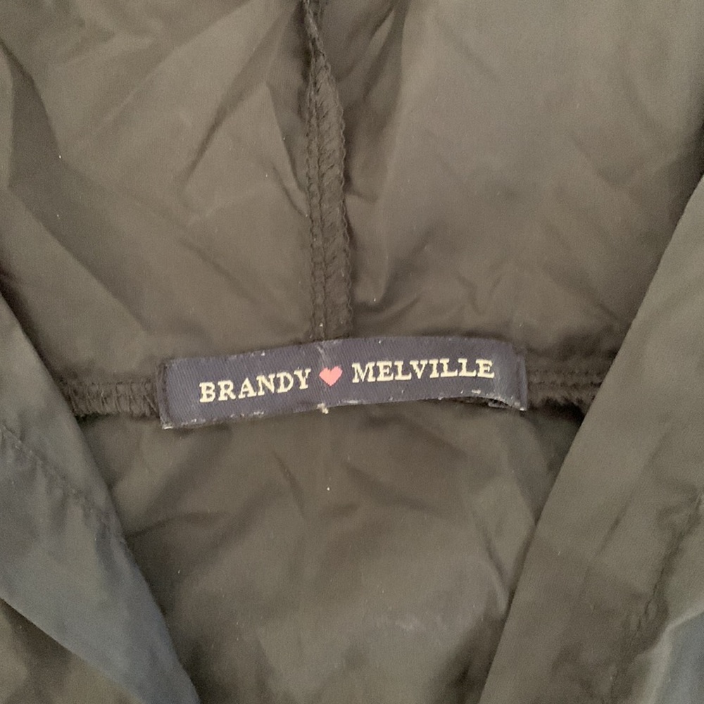 Brandy Melville Jacket OS Black Hooded Windbreaker small lightweight packable - Picture 6 of 9